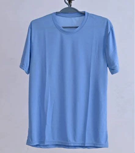 Plain Men Light Blue Polyester Round Neck T Shirt Large At Rs 60 Piece