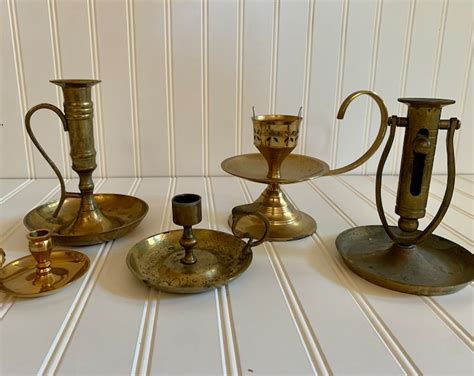 Brass Chamberstick Variety Brass Candlestick Chamberstick Vintage