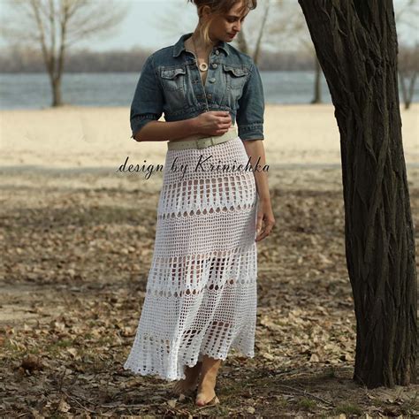 Pattern Crochet Maxi Skirt In English Sizes M L Boho Crochet Skirt Tutorial Crochet Beach