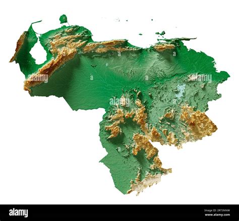 Venezuela A Highly Detailed 3d Rendering Of A Shaded Relief Map With