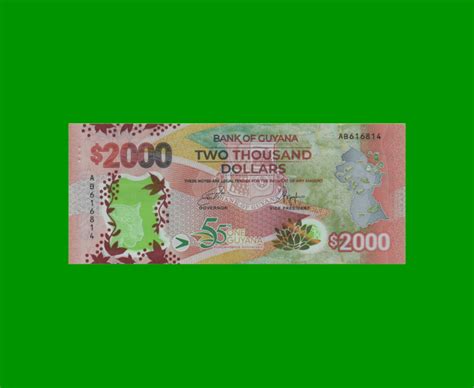 Billete De Guyana Dolares Conmemorativo Polymero Pick New