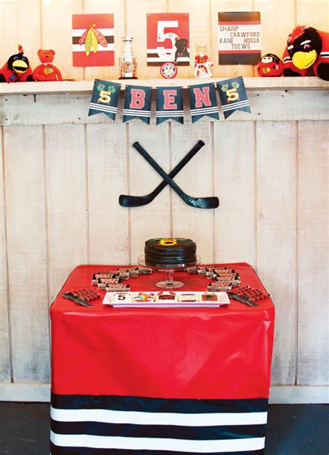 Creative Blackhawks Inspired Hockey Birthday Party Hostess With The