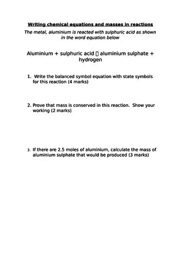 Ocr Gcse Combined Science C3 Revision Chemical Reactions Teaching Resources