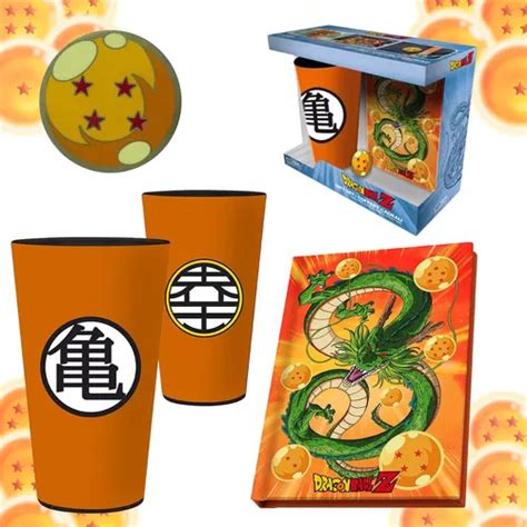 Dragon Ball Z Set Vaso Pin Y Cuaderno Shenlong Original Meses Sin