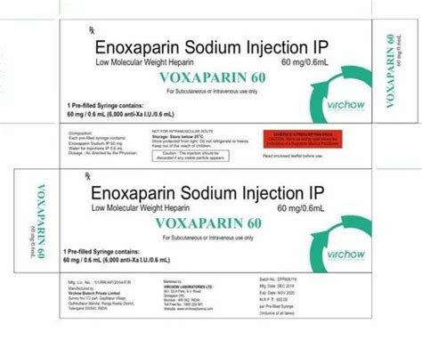 Enoxaparin 40mg04 Ml Injection At Best Price In Hyderabad By Virchow