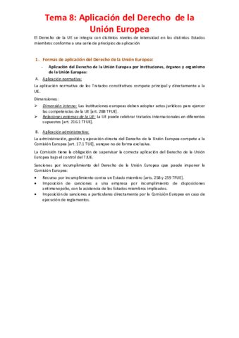 Tema 8 Aplicación del Derecho de la Unión Europea pdf