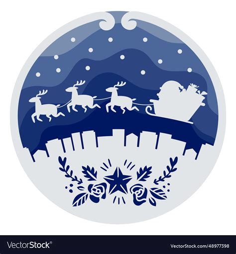 Santa sleigh papercut Royalty Free Vector Image