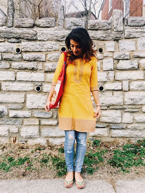 Styling A Yellow Kurta With Ripped Jeans Dress Over Jeans Casual