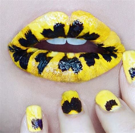 Yellow And Black Lips And Nails Lip Art Yellow Lipstick Lipstick Colors