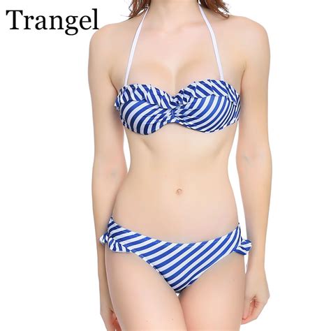 Trangel 2018 Bikini Sexy Women Push Up Swimwear Striped Swimsuit For