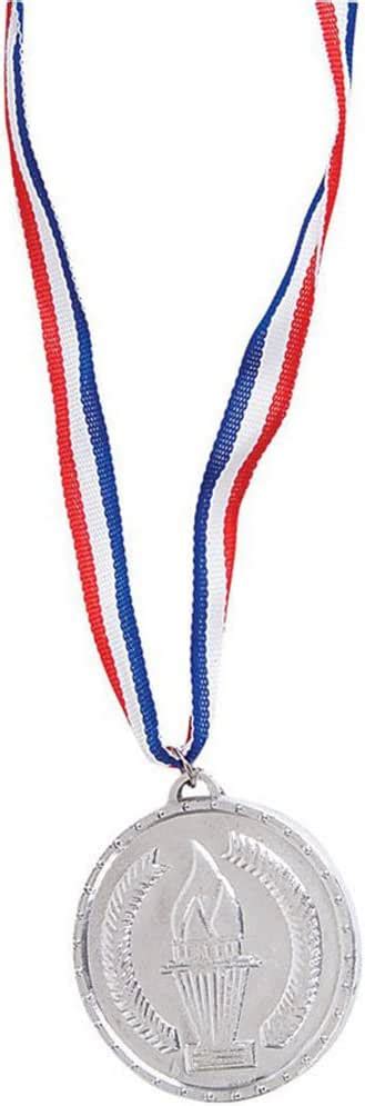 Olympic Style Plastic Silver Medals Toy Plastic Silver