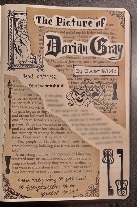 The Picture Of Dorian Gray Reading Journal Reading Journal Book