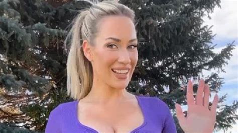 Paige Spiranac Stuns In Low Cut Top And Purple Leggings As World Sexiest Woman Reveals Tiger