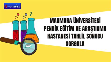 Marmara Üniversitesi Pendik Eğitim ve Araştırma Hastanesi Tahlil Sonucu