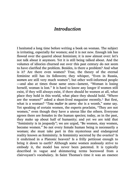 Introduction Of The Second Sex Introduction I Hesitated A Long Time Before Writing A Book On