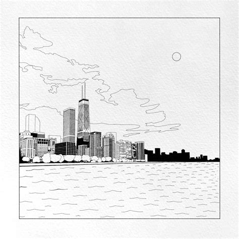 Chicago Skyline drawing by Tunde O | Doodle Addicts