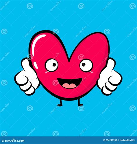 Cute Cartoon Heart Face Kawaii Character Vector Illustartion Stock