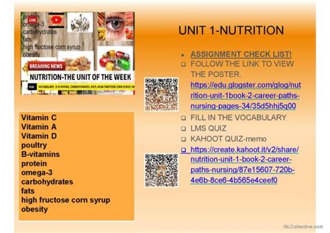 Nutrition Vocabulary Cluste English Esl Powerpoints