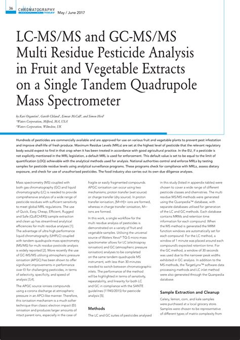 Lc Msms And Gc Msms Multi Residue Pesticide Analysis In Fruit And