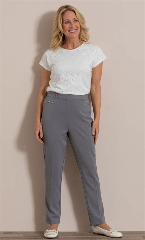 Anna Rose Slim Leg Trousers 27 Inch In Grey Klass