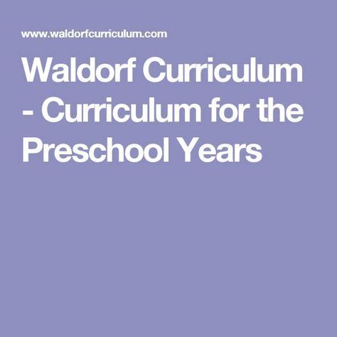 Waldorf Curriculum - Curriculum for the Preschool Years | Waldorf curriculum, Preschool ...