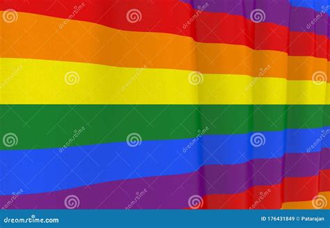 3d Rendering. Lgbt Rainbow Color Flag in Wave Curve Design Style Background Stock Illustration ...