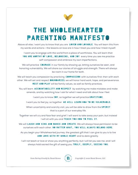 The Wholehearted Parenting Manifesto - Brené Brown