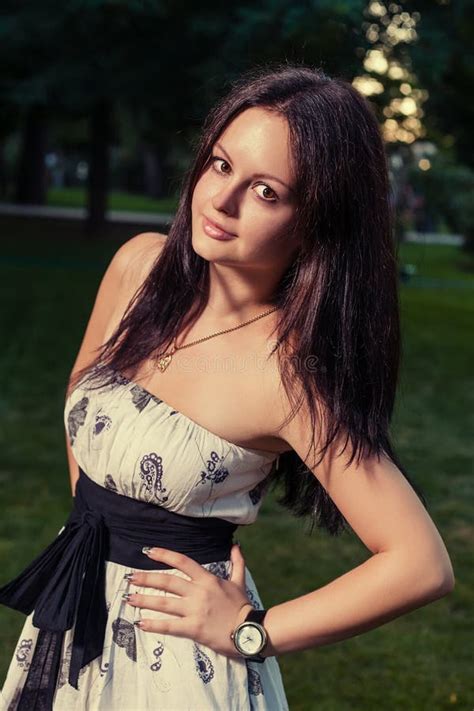 Cute Brunette Sitting Stock Photo Image Of Long Healthy 19630958