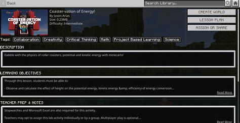 Jason Arias’ Coaster Vation Of Energy Is The First Ph Made Lesson In Minecraft Education’s In