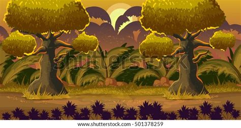 Cute Cartoon Forest Landscape Unending Background 스톡 일러스트 501378259