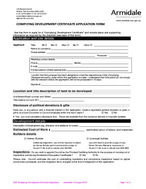 Fillable Online Armidale Nsw Gov Use This Form To Apply For A Complying