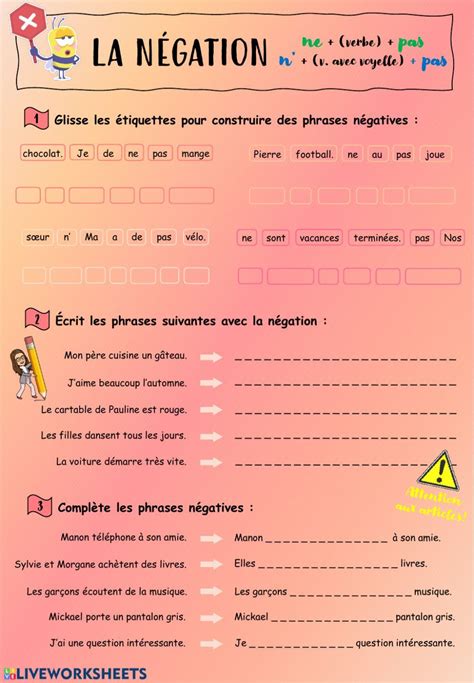 Actividad De La N Gation Basic French Words French Flashcards