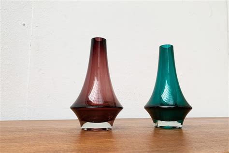 Mid Centery Finnish Glass Vases By Tamara Aladin For Riihim Ki