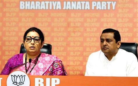 New Delhi Union Minister Smriti Irani Addresses A Press Conference