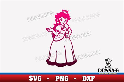 Princess Peach SVG Flat Cut Files Cricut Nintendo Mario Brothers PNG