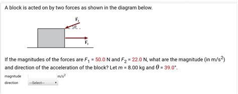 Solved A Block Is Acted On By Two Forces As Shown In The Chegg