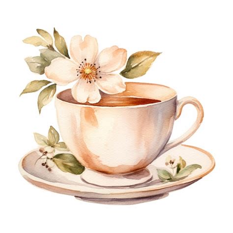 Premium AI Image There Is A Cup Of Coffee With A Flower On The Saucer