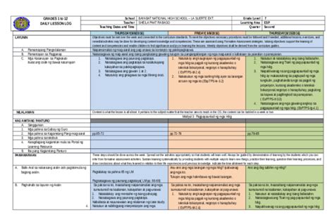 Doc Grades 1 To 12 Daily Lesson Log