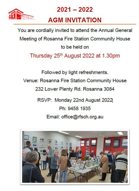 Agm Notice Rosanna Fire Station