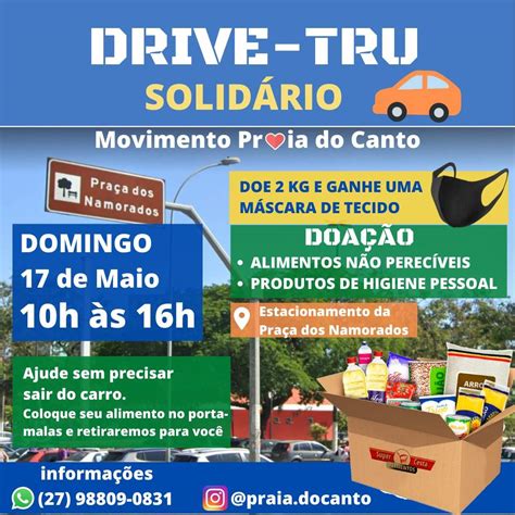 Drive tru solidário vai trocar alimentos por máscaras