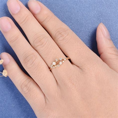 Anniversary Band Fine Birthday Engagement Ring 14k Gold Pearl Diamond Ebay