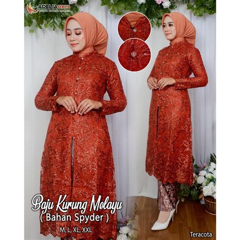 Jual COD Setelan Kebaya Long Tunik Spider Kebaya Kurung Melayu