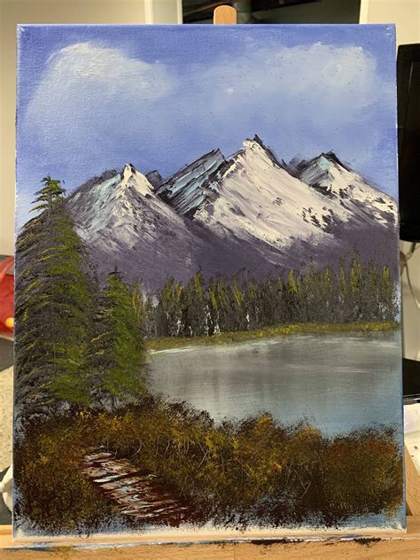 My First Attempt At A Bob Ross Painting Distant Mountains” My First