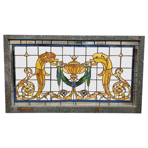 Early 20th Century Antique Stained Glass Window Jewels In Original Wood Frame For Sale At 1stdibs