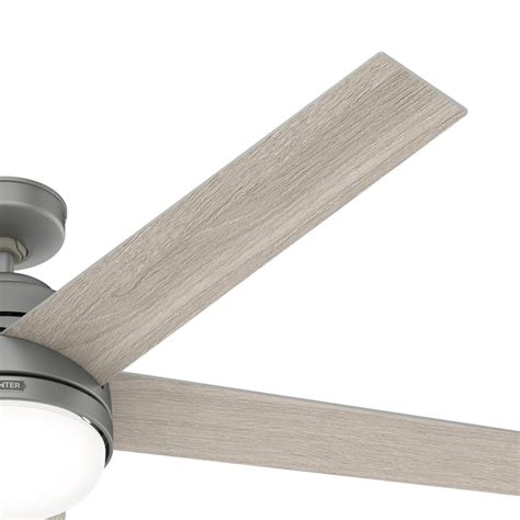 Hunter Coriolis Simpleconnect 60 In Matte Silver With Light Gray Oak Blades Led Indoor Smart