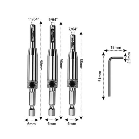 Pcs Self Centering Hinge Drill Bits Set Door Cabinet Pilot Holes Hss