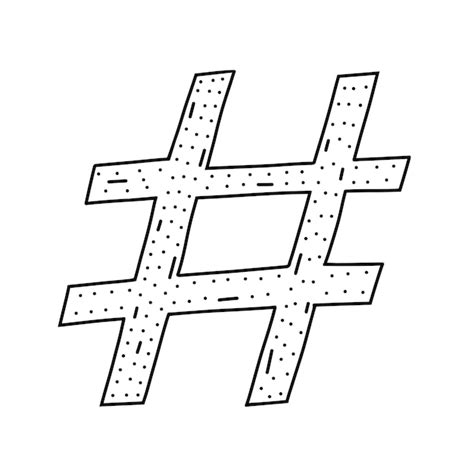 Premium Vector Hand Drawn Hashtag Icon In Doodle Style Cartoon