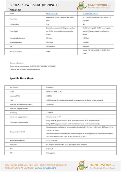 Huawei S5720 52x Pwr Si Dc Brochure Datasheet Pdf