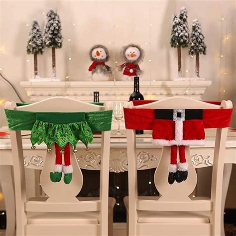 Amazon Orgrimmar 2PCS Christmas Chair Back Cover Santa Claus Elf