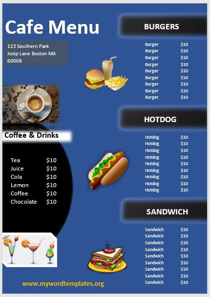 Free Downloadable Cafe Menu Templates